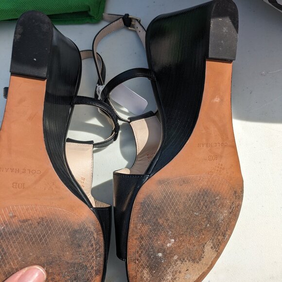 Black Cole Haan Wedge Sandals (10B) - Picture 4 of 4